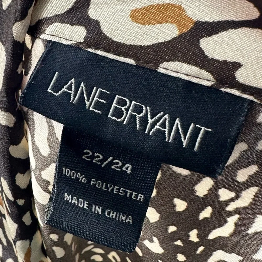 Lane Bryant womens top size 22-24 brown leopard print knotted neck career